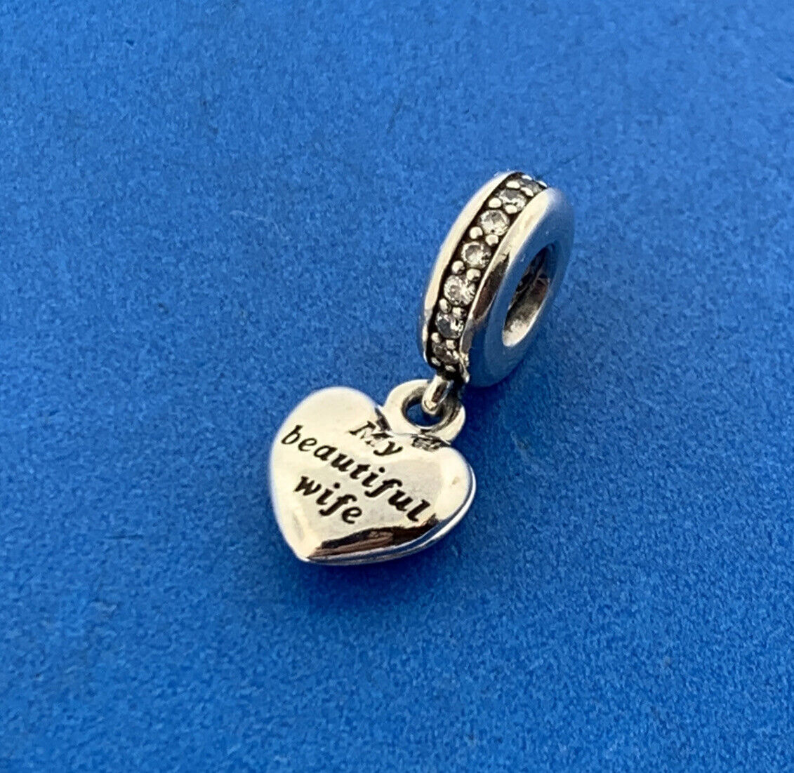 Authentic PANDORA 925 Sterling Silver CZ My Beautiful Wife 791524CZ Dangle Charm