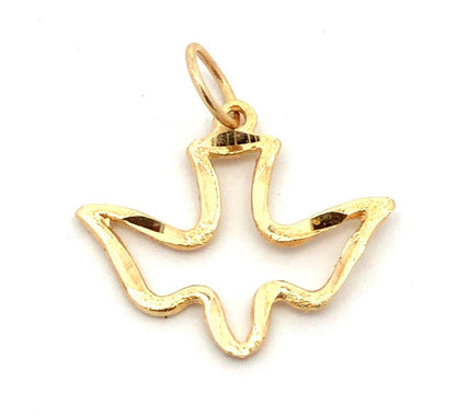 Estate 14K Yellow Gold Diamond Cut Holy Ghost Dove Confirmation Charm Pendant