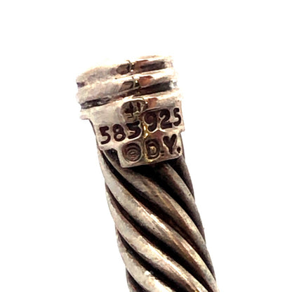 David Yurman 925 Sterling Silver 14K Gold Station Single X Cable Cuff Bracelet