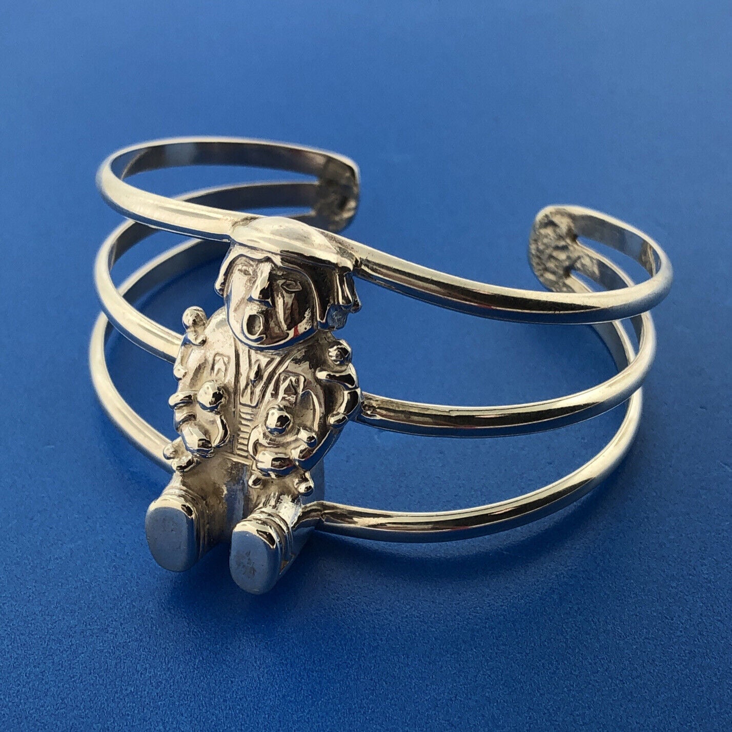 Carol Felley Pueblo 925 Sterling Silver Storyteller Doll Statement Cuff Bracelet