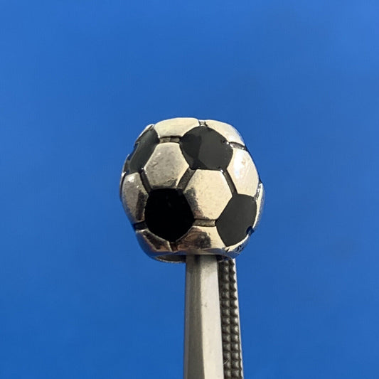 Retired Pandora ALE 925 Sterling Silver Black Enamel Soccer Ball Charm 790406