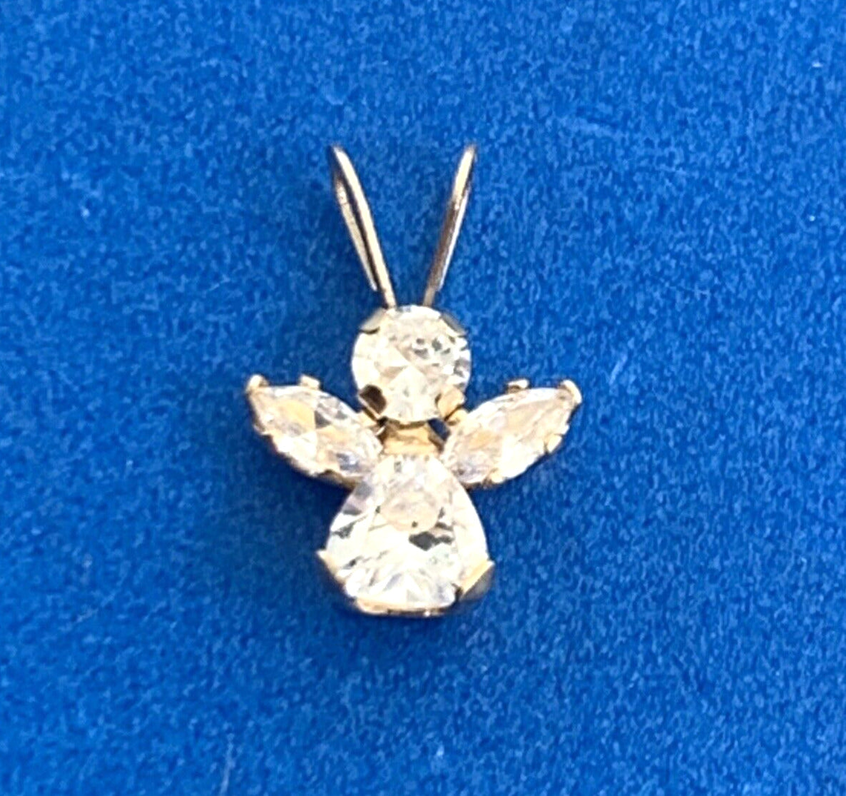 Designer Jacmel Mauritius JCM 14K Yellow Gold Cubic Zirconia Angel Charm Pendant