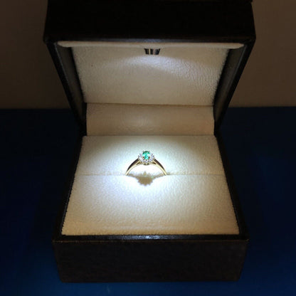 ANGARA 14K Yellow Gold Oval Emerald Diamond Halo Princess Diana Inspired Ring
