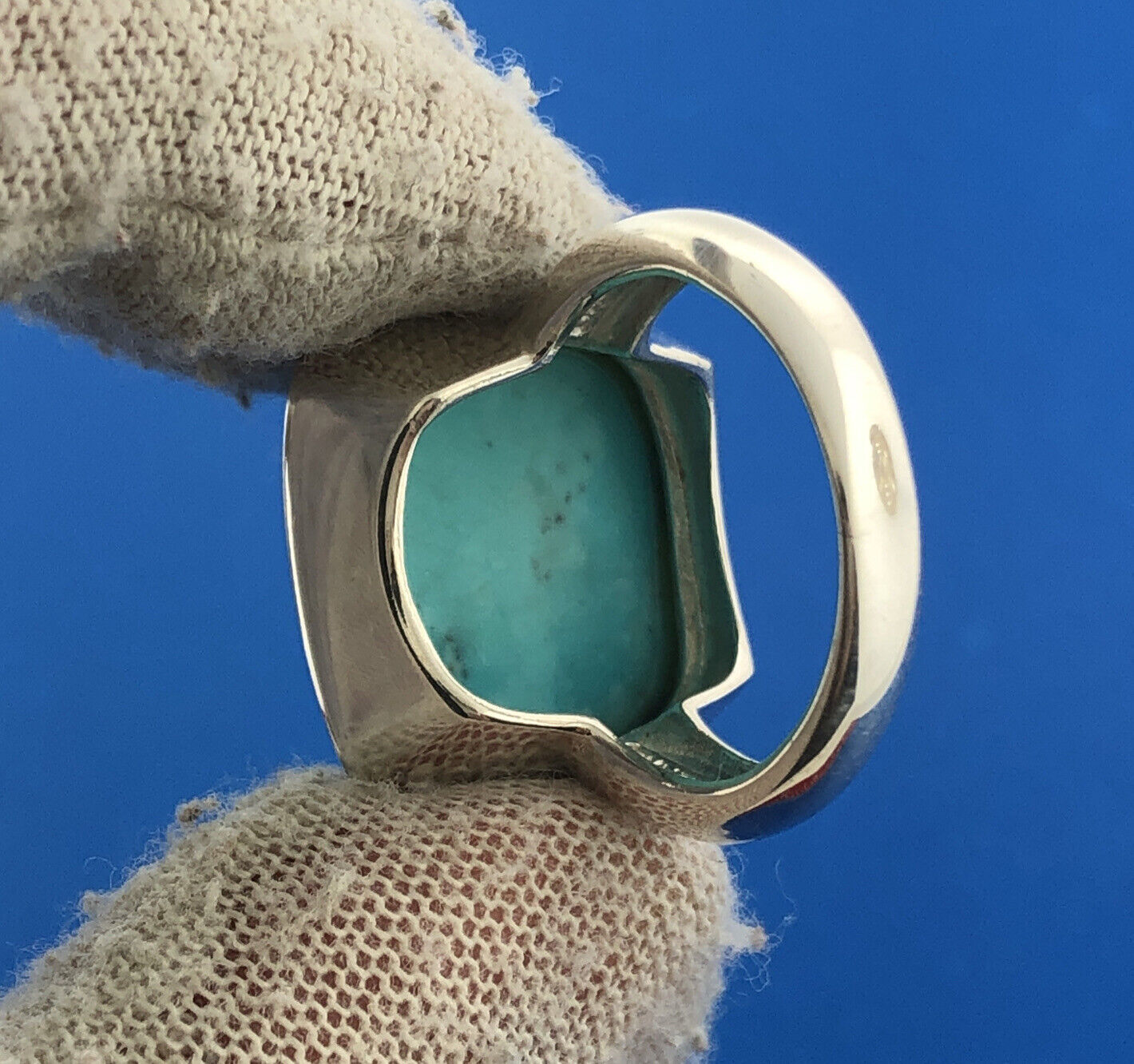Stunning Sterling Silver 925 Cushion Cabochon Larimar Statement Ring Size 6