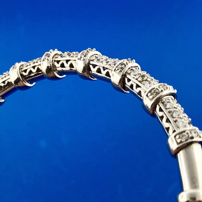 Joe Esposito ESPO Sterling Silver 925 Cubic Zirconia CZ Flexible Cuff Bracelet