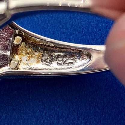 Designer 925 Sterling Silver Aqua Enamel Swirl Scroll Open Work Statement Ring