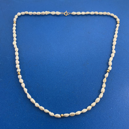 Estate 14K Yellow Gold Baroque Pearl Gold Bead Necklace