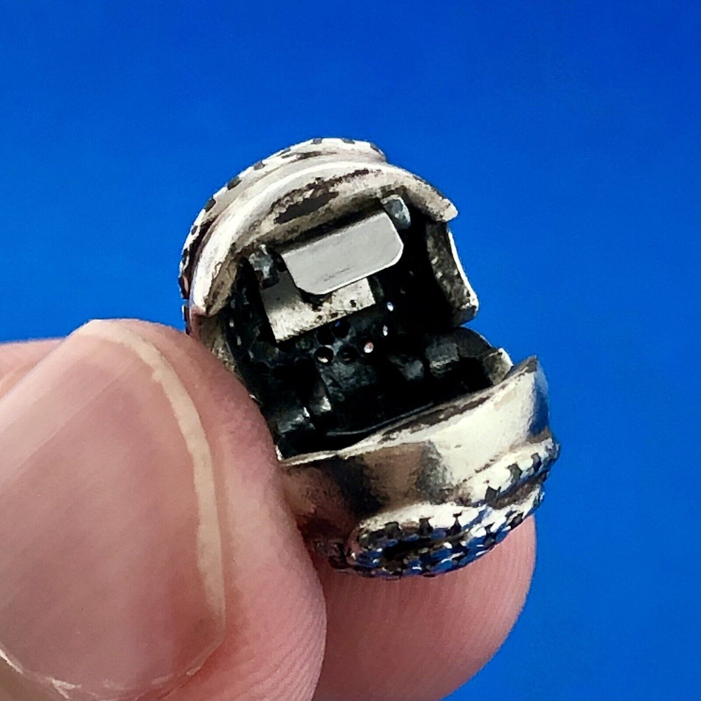 Designer Sterling Silver 925 White CZ Tangled Flower Pattern Bead Charm