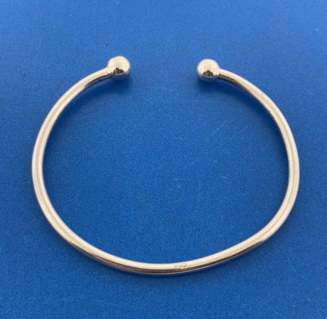Modernist 925 Sterling Silver Polished Ball Capped Open Cuff BraceletGap