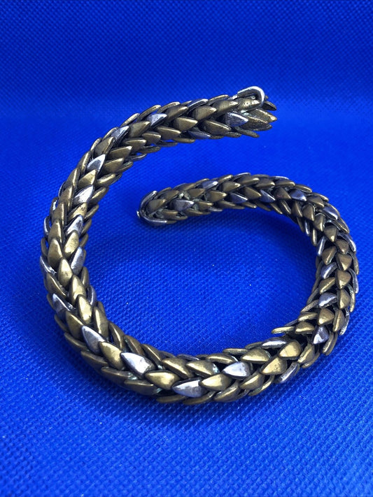 Vintage 1970's Brass & Silver Two Toned Statement Snake Arm Cuff Bracelet