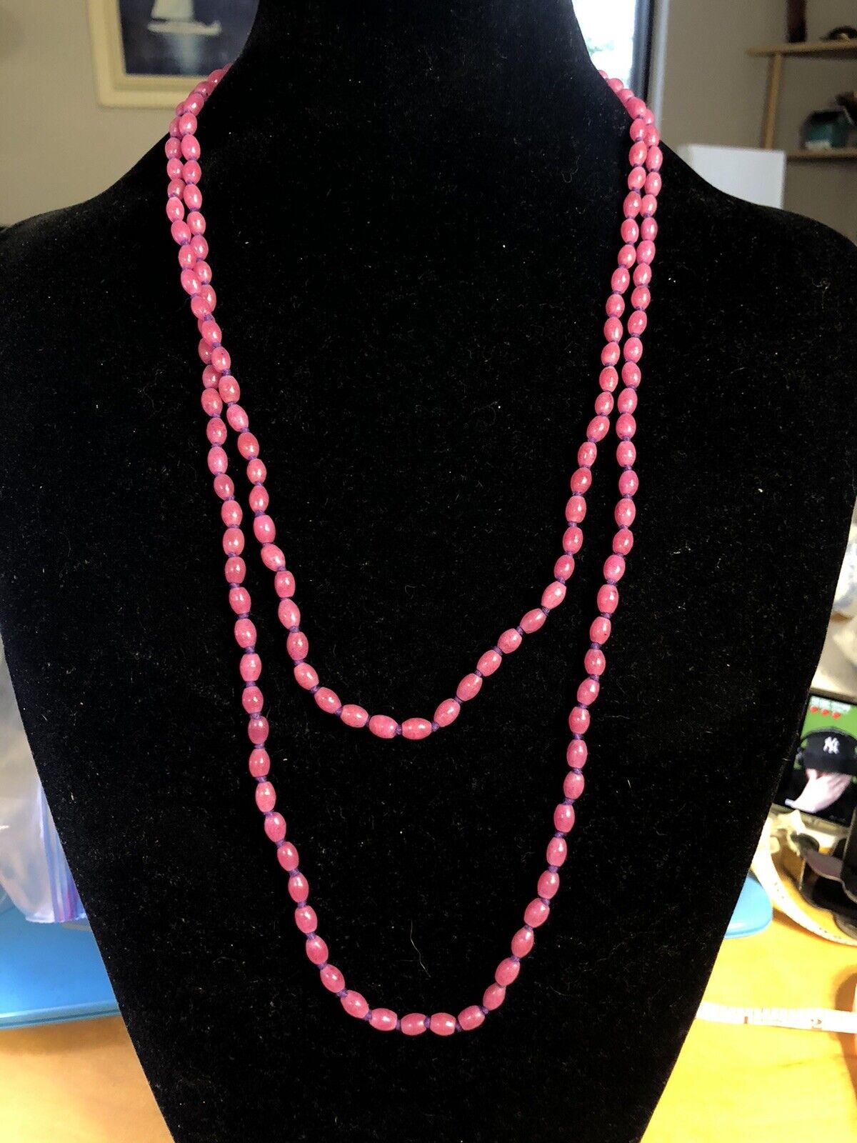 Designer Chan Luu 925 Sterling Silver Pink Spinel Beaded Long Layering Necklace