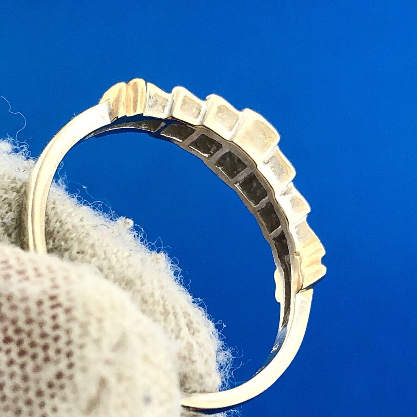 Mid Century 14K Yellow White Gold Diamond Channel Set Waterfall Wedding Ring