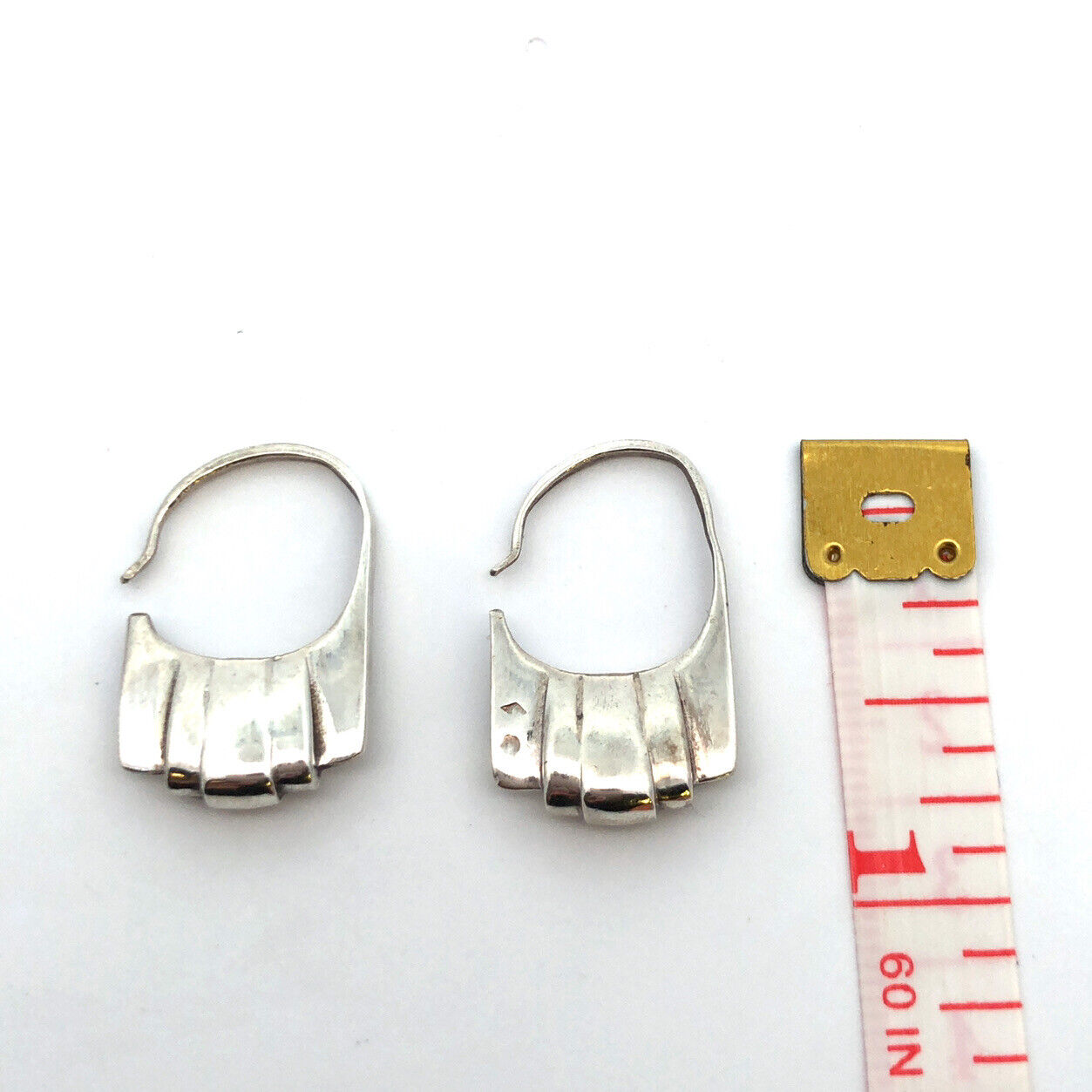 Designer 925 Sterling Silver Modernist Hoop Hook Dangle Earrings