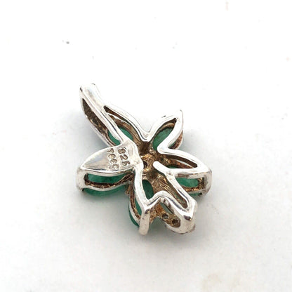 Designer TGGC 925 Sterling Silver Green Tourmaline Diamond Accent Flower Pendant