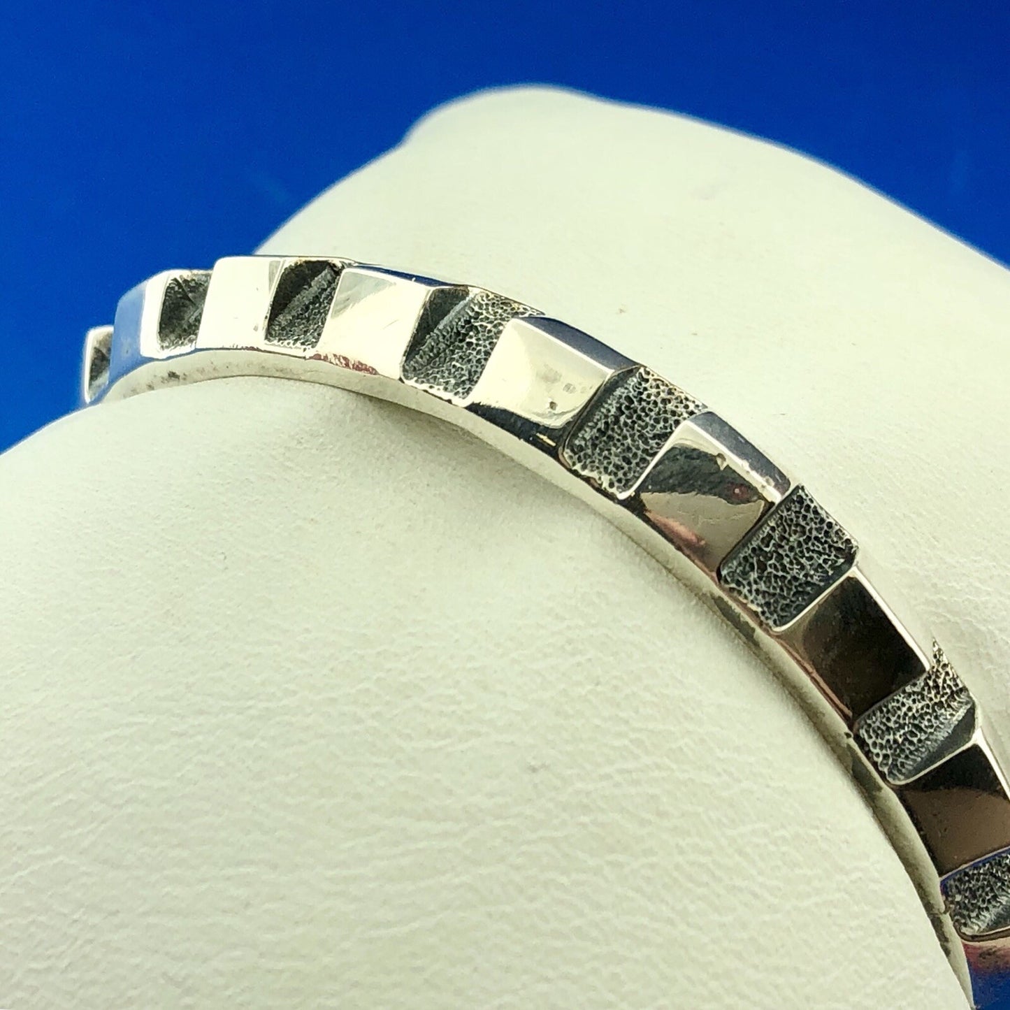 Rare Mignon Faget 925 Sterling Silver Rotated Dentils Stackable Cuff Bracelet