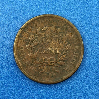 1807 P Draped Bust Copper Half Cent Early US Copper Better Key Philadelphia Coin
