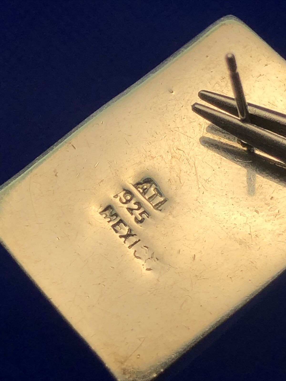 Designer ATI 925 Sterling Silver Black Onyx Rectangle Statement Stud Earrings