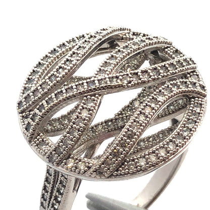 925 Sterling Silver Cubic Zirconia CZ Round 3D Swirl Swag Statement Ring
