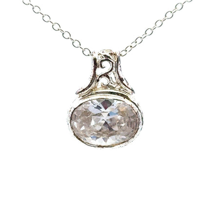Designer 925 Sterling Silver Cubic Zirconia East West Scroll Statement Pendant