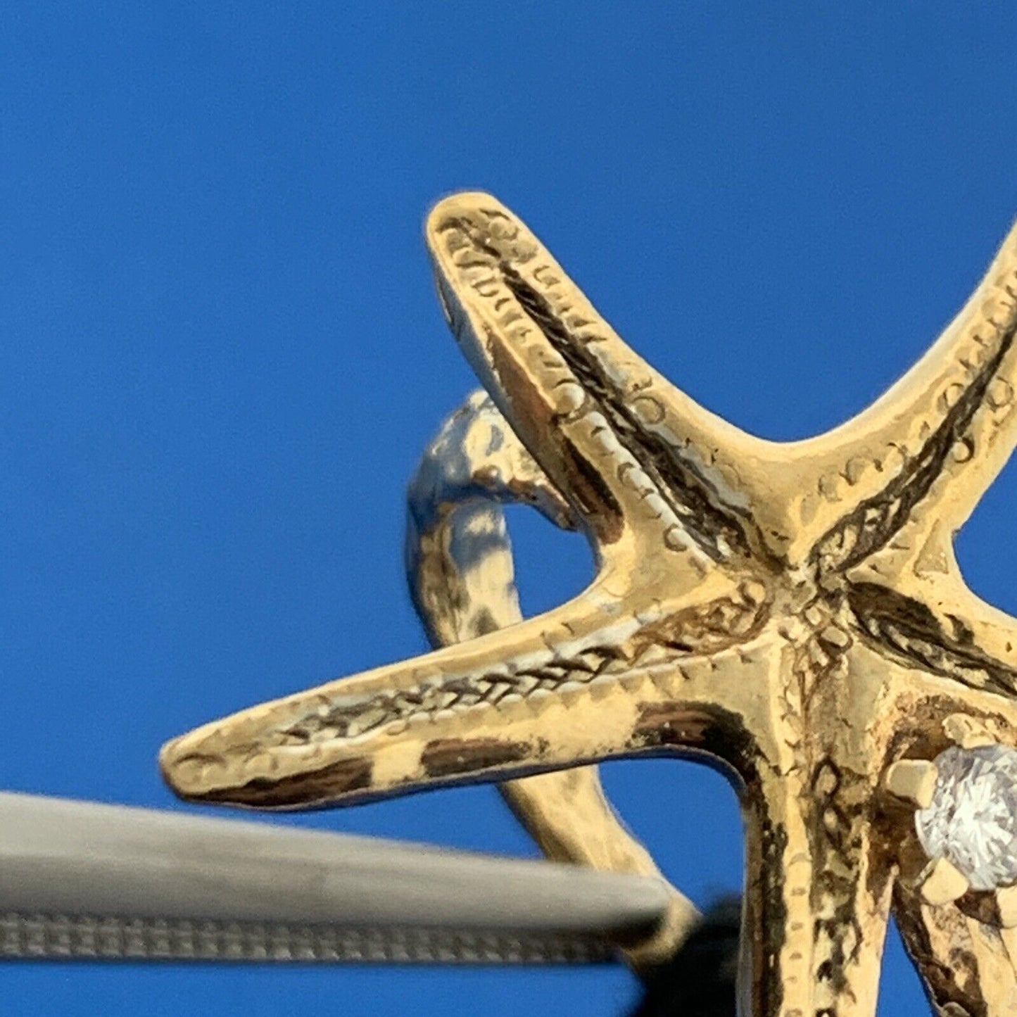 Designer Dyadema Italy 925 Sterling Silver Vermeil Cubic Zirconia Star Fish Ring