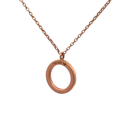 Designer 14K Rose Gold Diamond Infinity Eternity Circle Pendant Necklace
