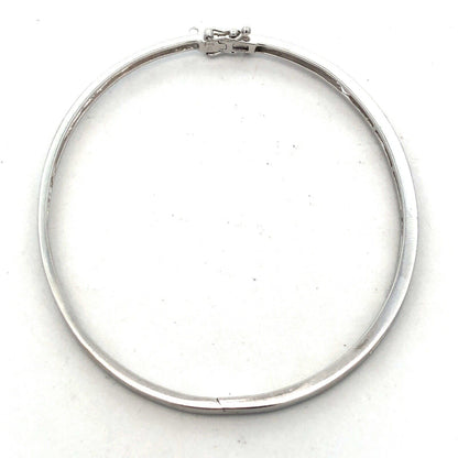 Stunning 14k White Gold Round Cut Channel Diamond Bangle Bracelet