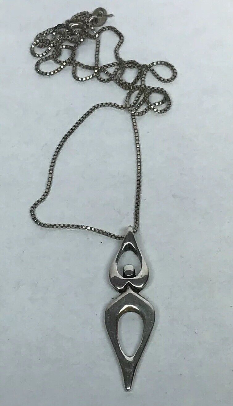 Sterling Silver 925 Modernist Female Figure Goddess Fertility Necklace S193