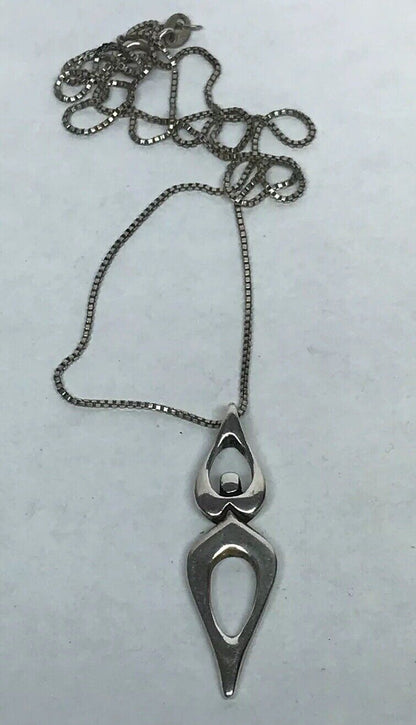 Sterling Silver 925 Modernist Female Figure Goddess Fertility Necklace S193