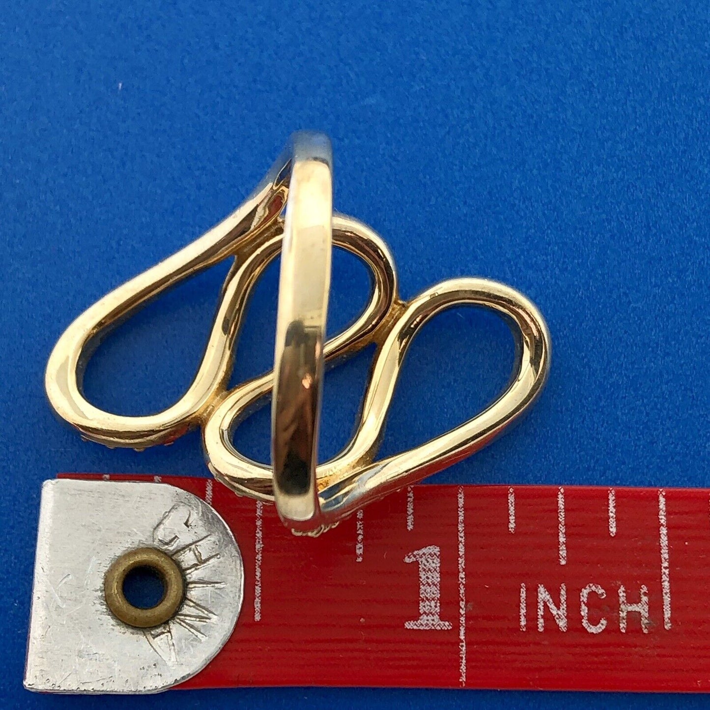 Milor Modernistic Vermeil Sterling Silver Cubic Zirconia Encrusted Finger Ring