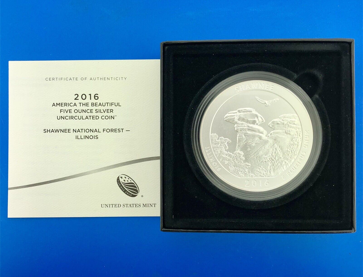 2016 America The Beautiful 5 Oz 999 Silver Shawnee Burnished Collectors OMP/COA