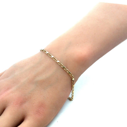 Designer OR 10K Yellow Gold Heart Chain Link Bracelet