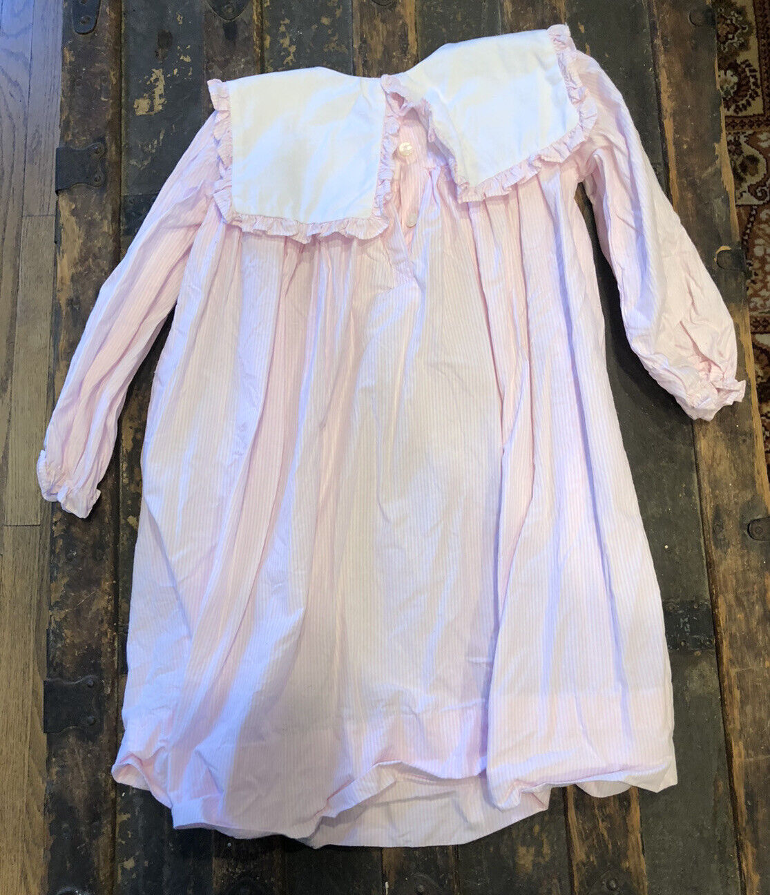 Designer Cecil and Lou Girls Size 6 Light Pink Striped Turkey Longsleeve Dress