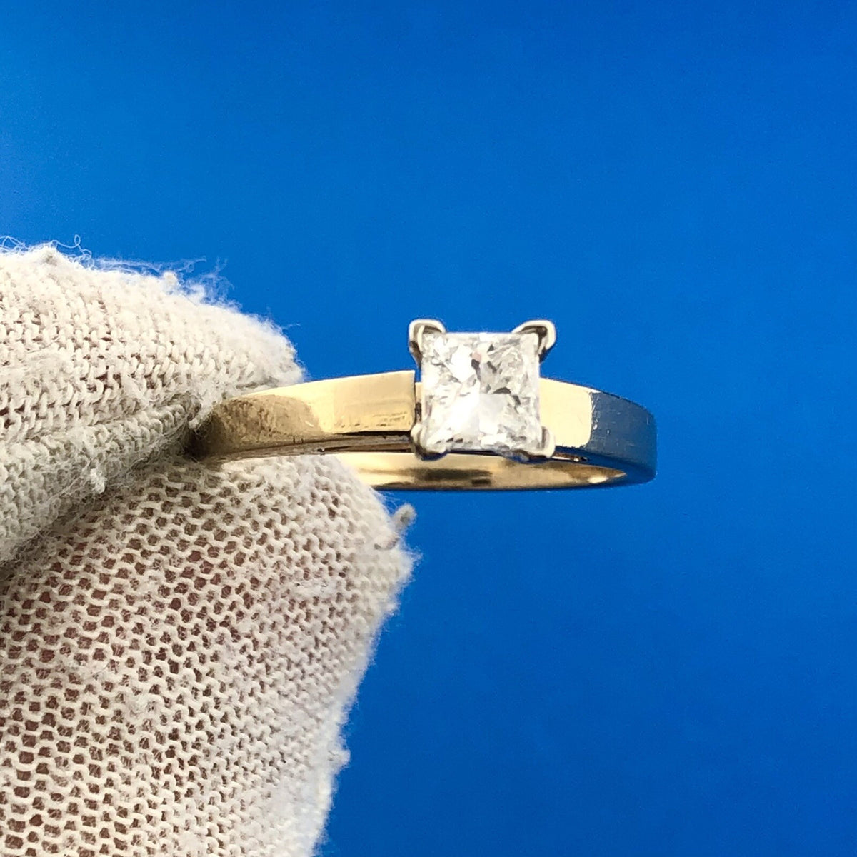 Classic Elegant BDX 14k Yellow Gold Solitaire Princess Diamond Engagement Ring