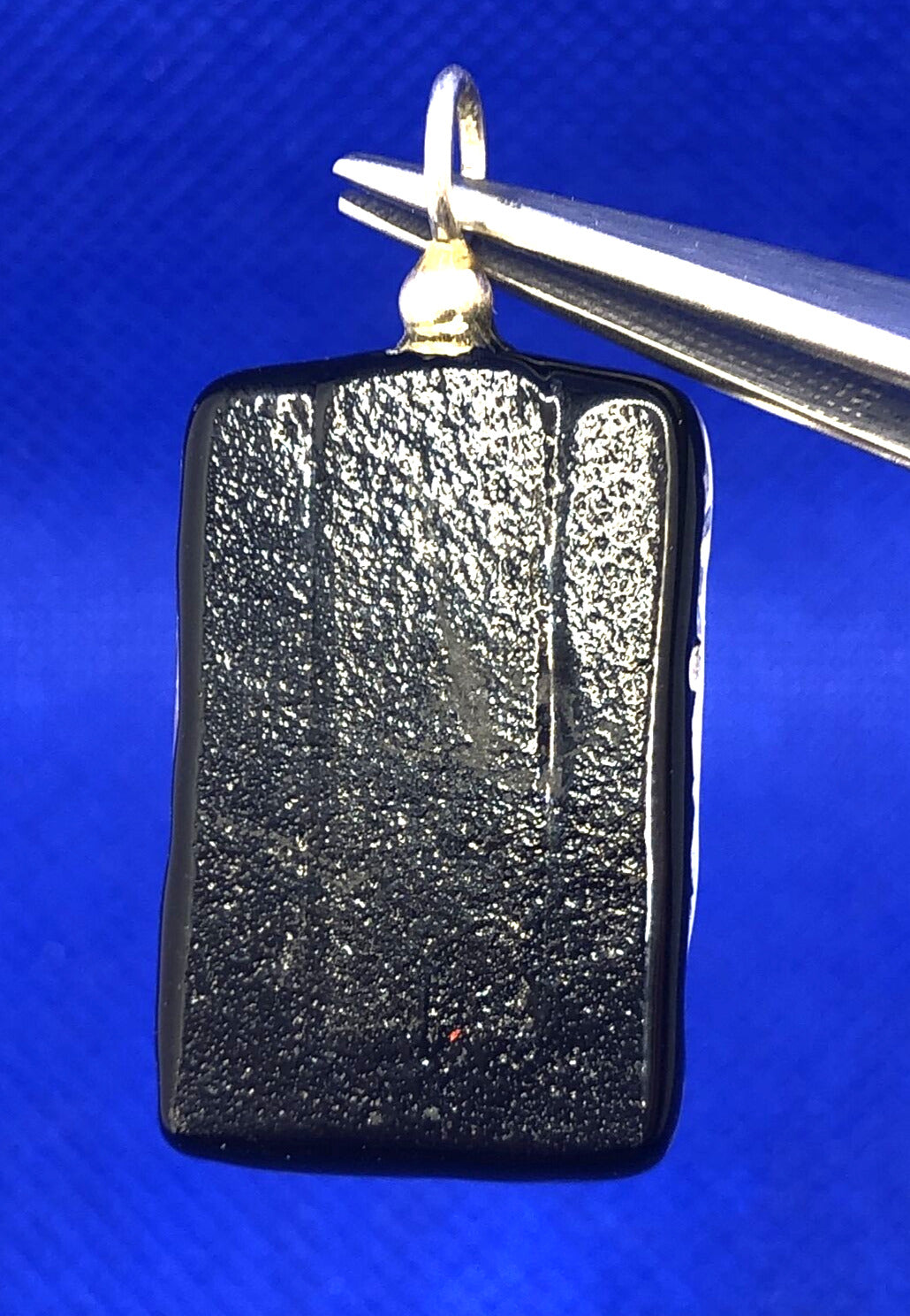 925 Sterling Silver Modernist  Multicolor Diachroic Glass Rectangle Pendant