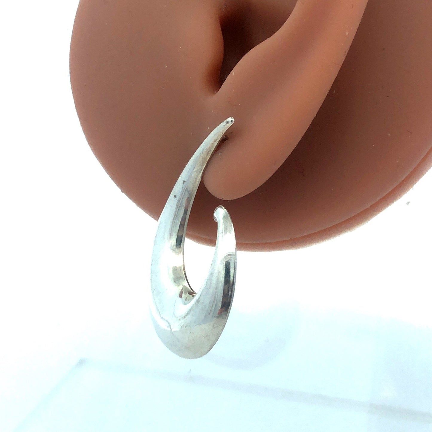 Estate 925 Sterling Silver 3D Modernist Wave Hook Statement Stud Earrings