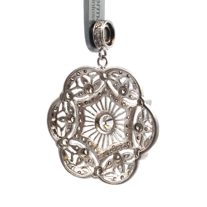 Joseph Esposito ESPO 925 Sterling Silver CZ Lacey Filigree Diamonique Pendant