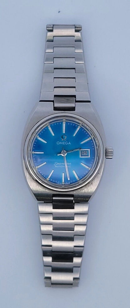 Omega Seamaster Automatic Date Stainless Steel 27mm Blue Dial Vintage Watch