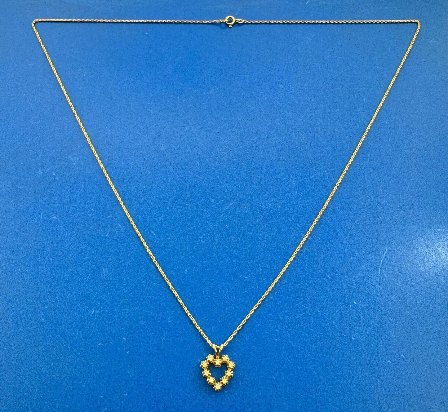 Vintage 14K Yellow Gold Diamond Heart Love Pendant Chain Necklace