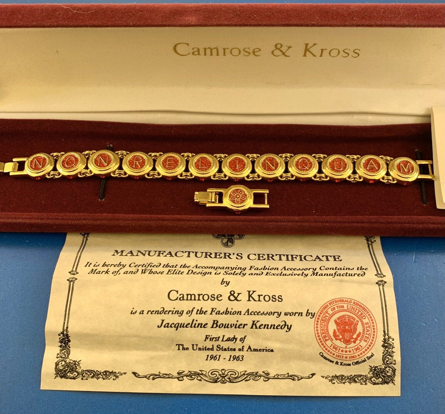 Camrose & Kross Jackie Kennedy 18Kt Gold Plated Wedding Non Relinquam Bracelet