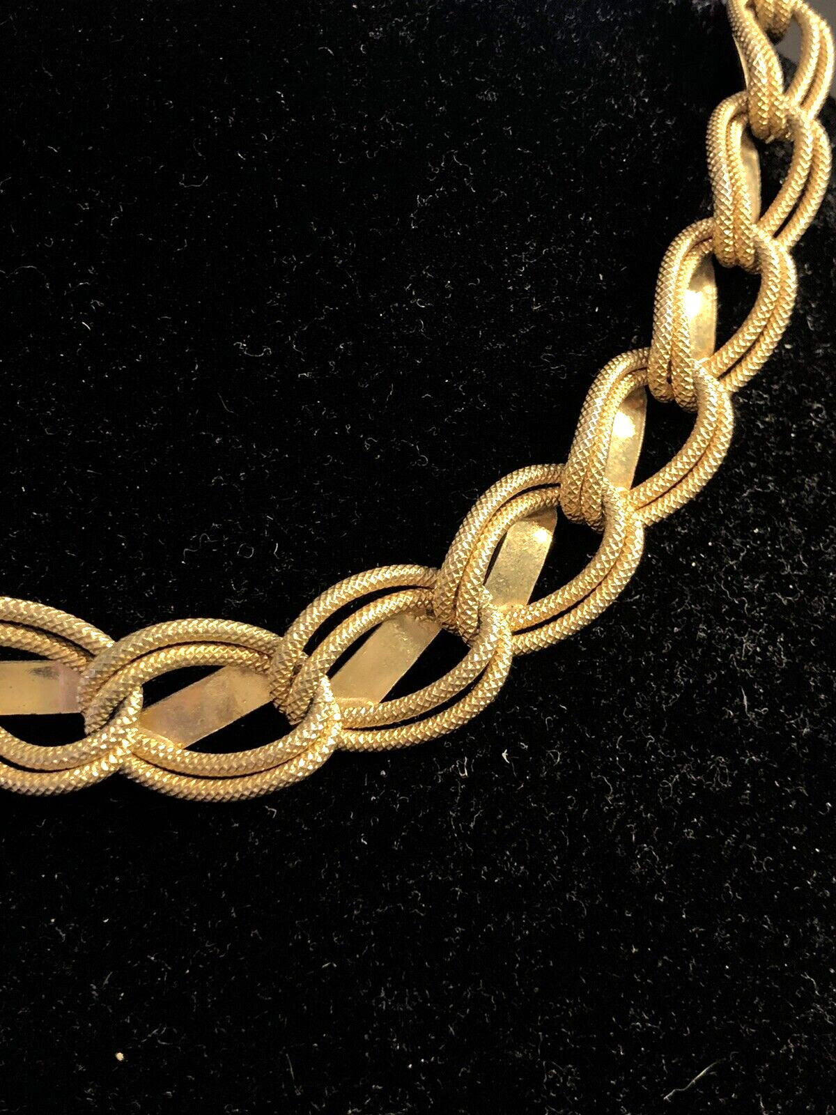 Mid Century Hobe Gold Tone Oval Fancy Link Fabulous Statement Choker Necklace