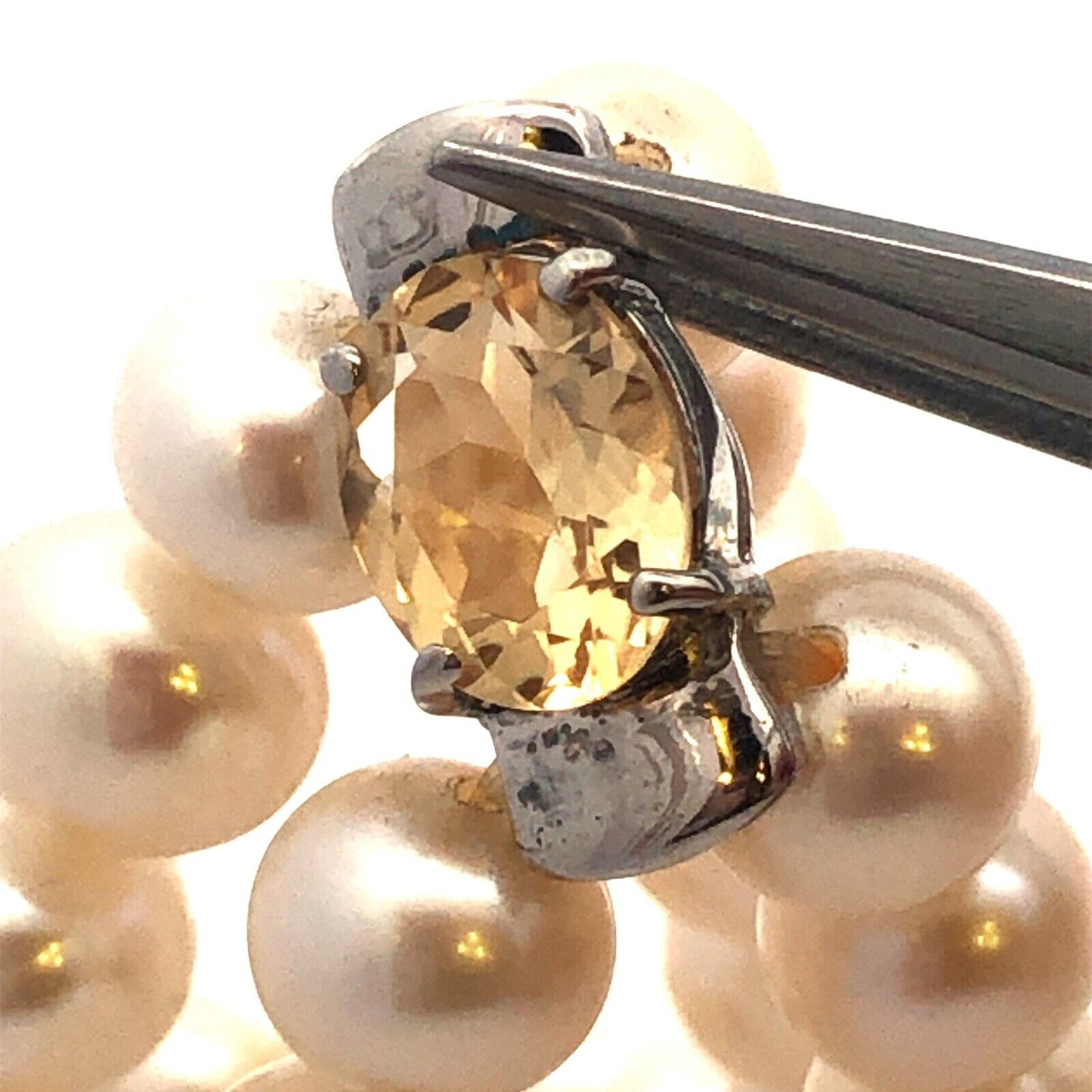 Vintage 925 Sterling Silver Blue Topaz Amethyst Garnet Pearl Beaded Bracelet