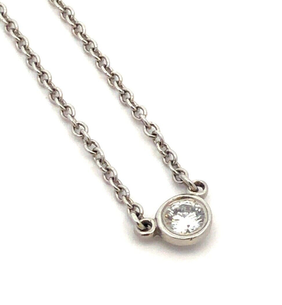 Designer Tiffany & Co. Perretti 950 PT Platinum Round Diamond Solitaire Necklace