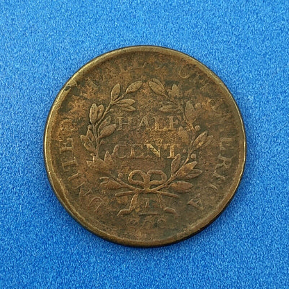 1807 P Draped Bust Copper Half Cent Early US Copper Better Key Philadelphia Coin