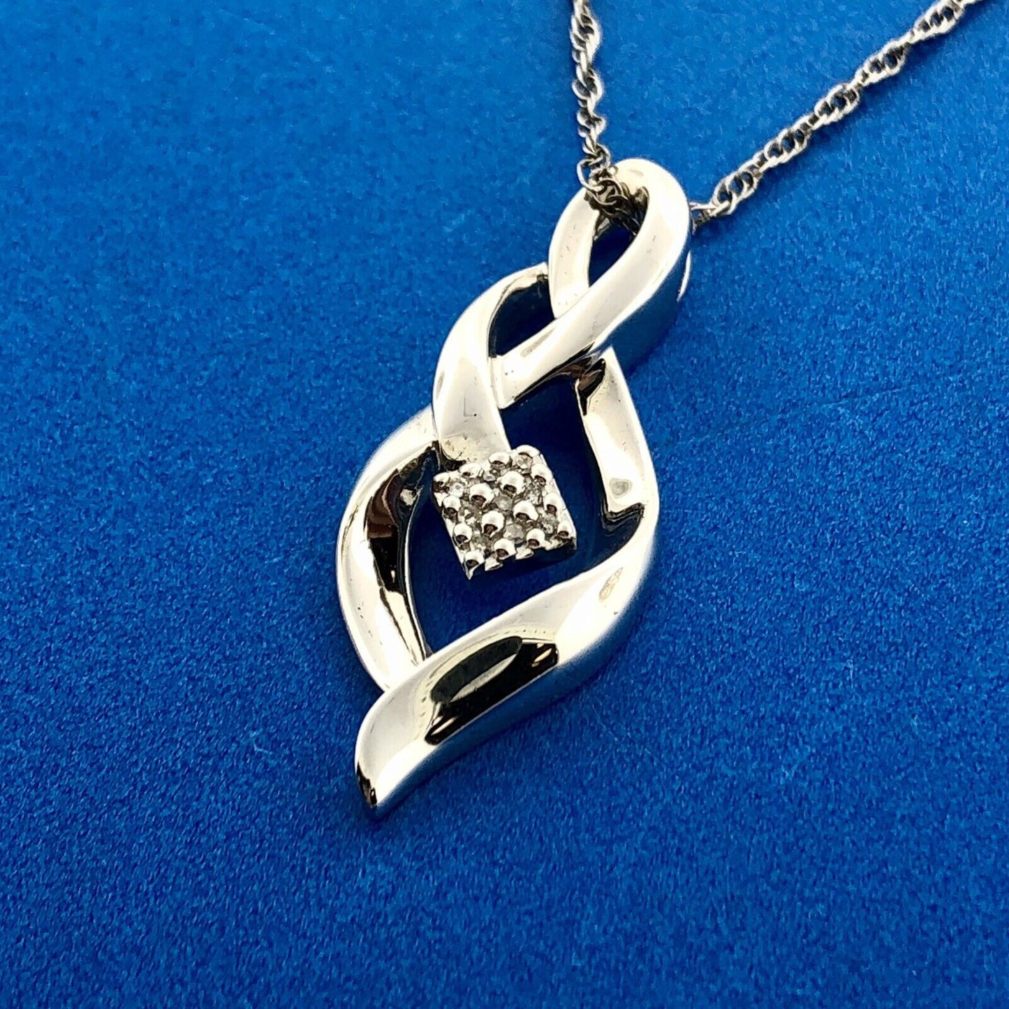 Designer 925 Sterling Silver Diamond Infinity Eternity Anniversary Necklace