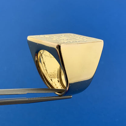 Veronese Italy 925 Sterling Silver Vermeil Florentine Polished Leaf Etched Ring