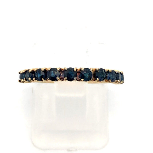 Designer S Kalan 14K Yellow Gold Sapphire Anniversary Eternity Half Band Ring