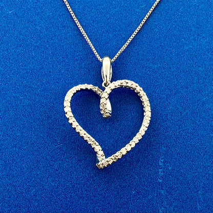 Designer 14K White Gold Diamond Infinity Heart Sweetheart Anniversary Necklace
