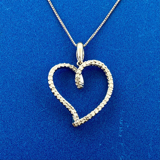 Designer 14K White Gold Diamond Infinity Heart Sweetheart Anniversary Necklace
