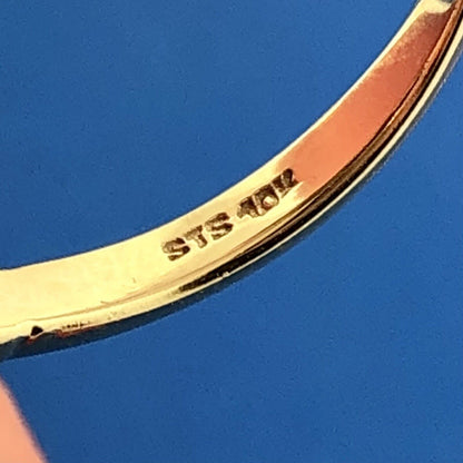 Retro 10K Yellow Gold Amethyst Spheroid Siam Temple Mounting Statement Ring