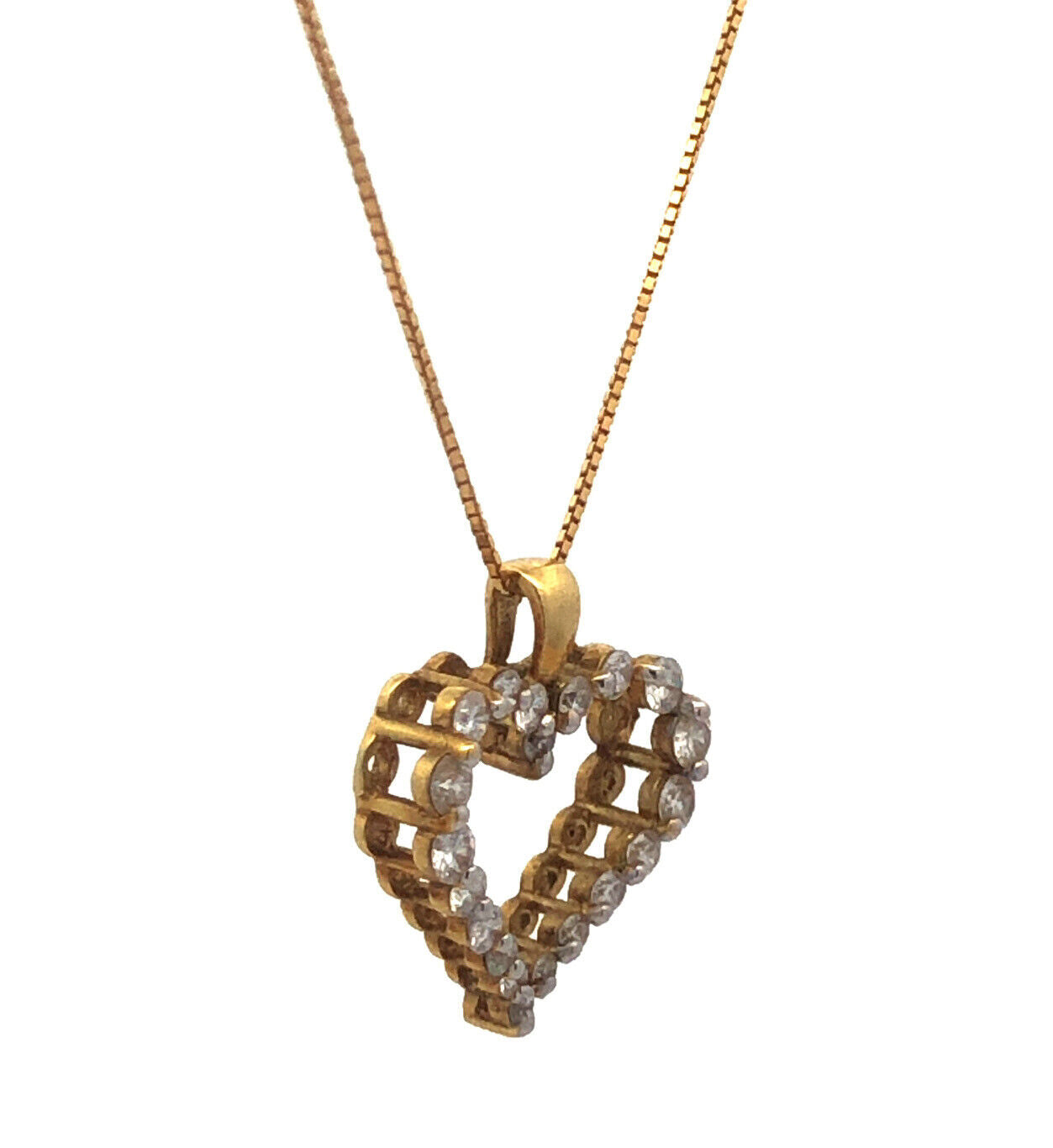 Designer 18K Yellow Gold Round Diamond Heart Shaped Valentines Necklace